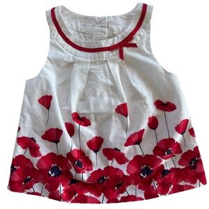 Janie and Jack White w/ Red Poppies Dress Girls‎ 12-18M Parisian Poppy Timeless